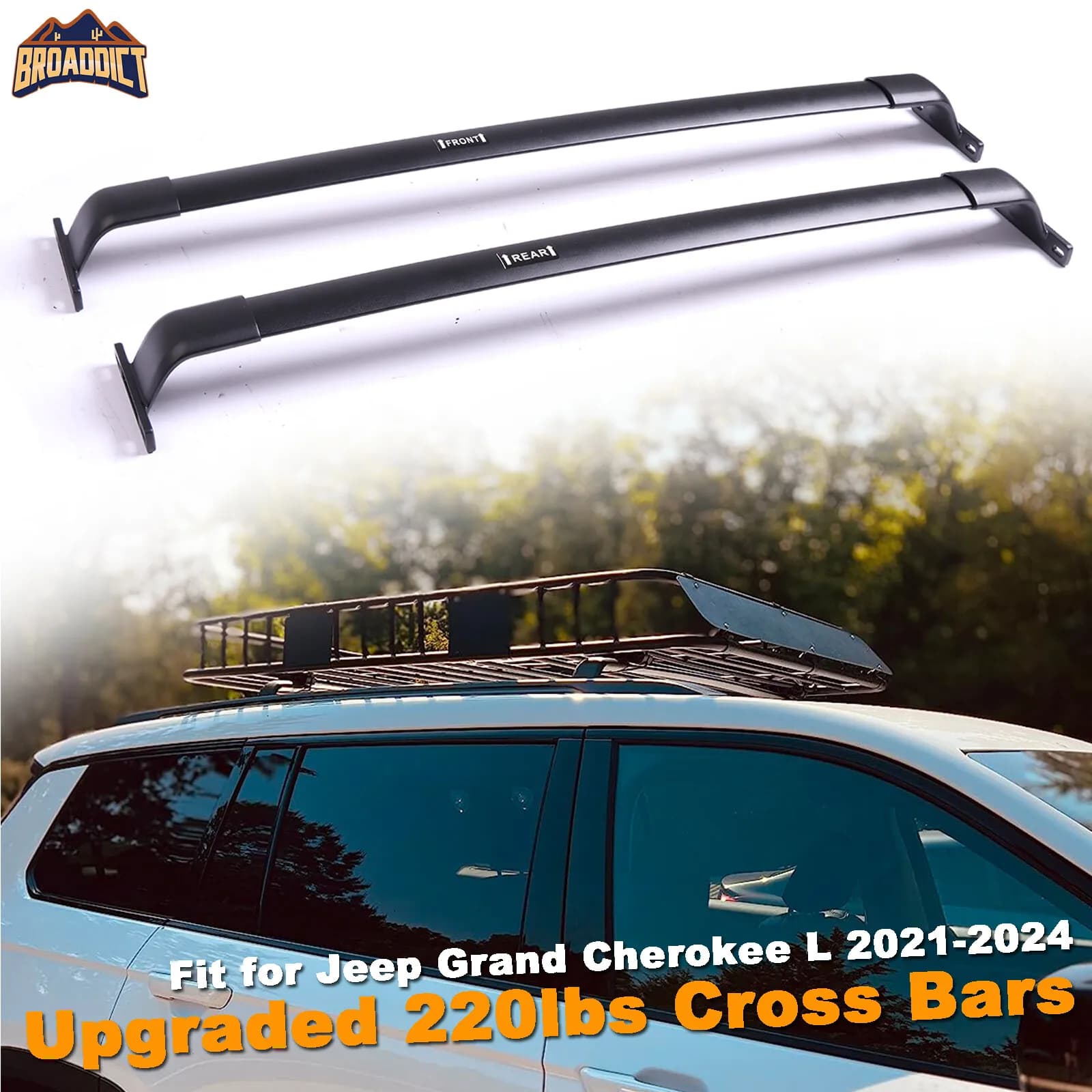 Barre trasversali da 220 libbre per Jeep Grand Cherokee L 2021-2024 Portapacchi con binario sul tetto