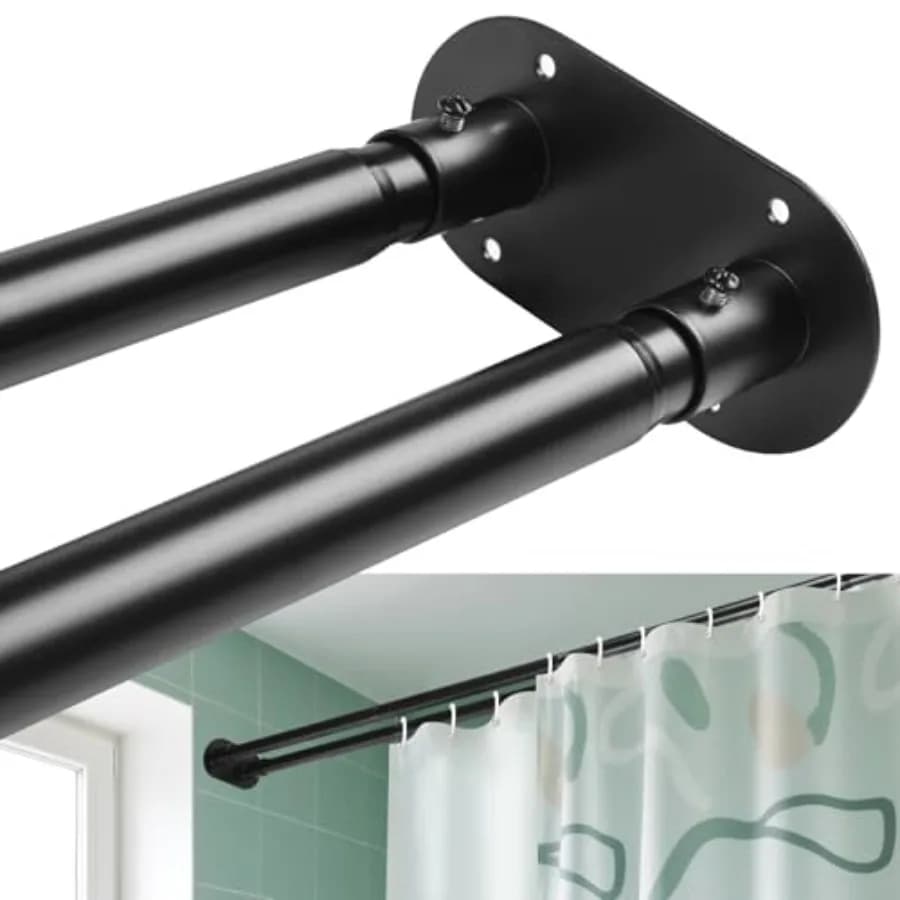 Asta Doppia per Tenda Doccia da 28 a 75 Pollici, Elegante Asta Doppia Regolabile a Parete per Bagno