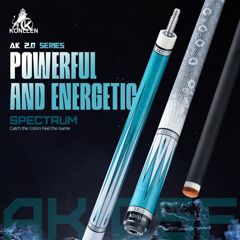 KONLLEN Carbon Fiber Pool Cue 2.0 – 58" Low Deflection Performance Cue for Improved Accuracy Consistency, 12.5mm Tip, Pro Taper