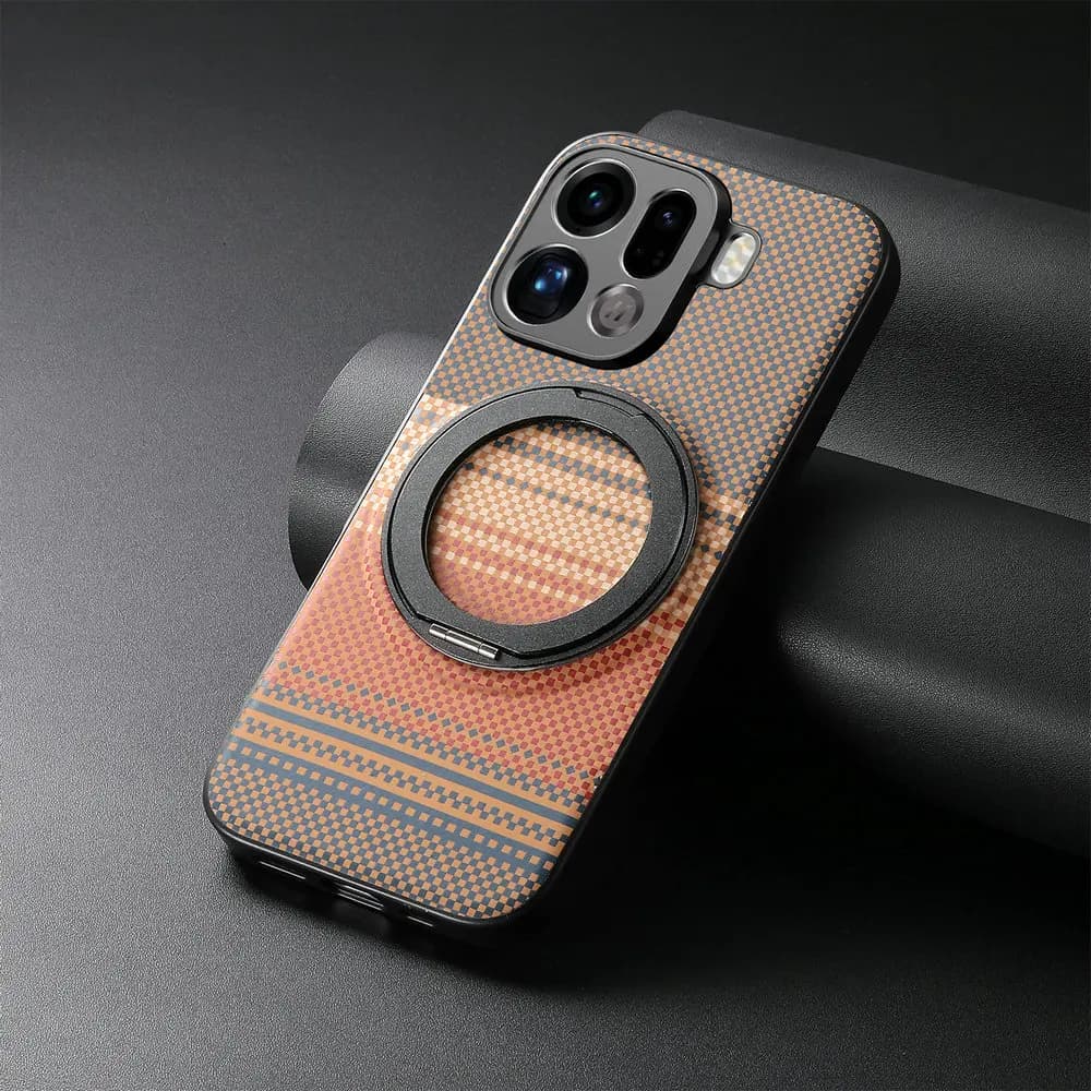360 ° Supporto ad anello opaco per custodia magnetica in pelle MagSafe per OPPO Find X9 Pro, cover protettiva per telefono FindX9 X 9