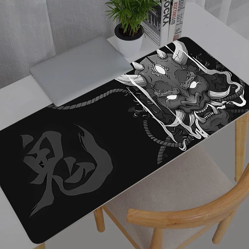 Tappetino per mouse Samurai Giapponese, Tappetino per tastiera e mouse per computer portatile, Anime, Grande Mousepad per Gamer, Decorazione per Scrivania