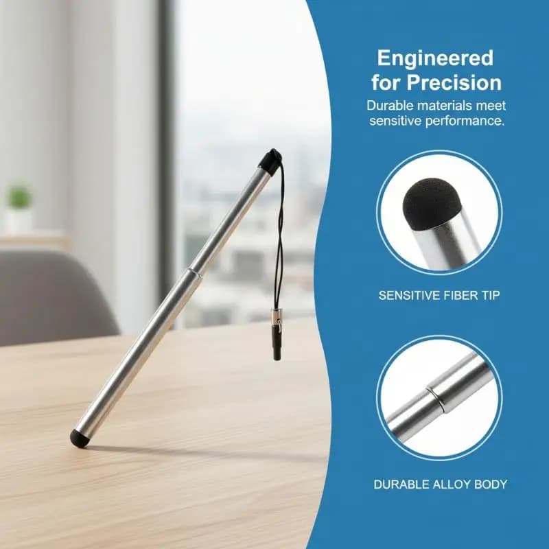 Penna Stilo Retrattile per Touch Screen, Punta Capacitiva Universale di Precisione per Disegno, per Smartphone, Tablet, Ufficio e Scuola