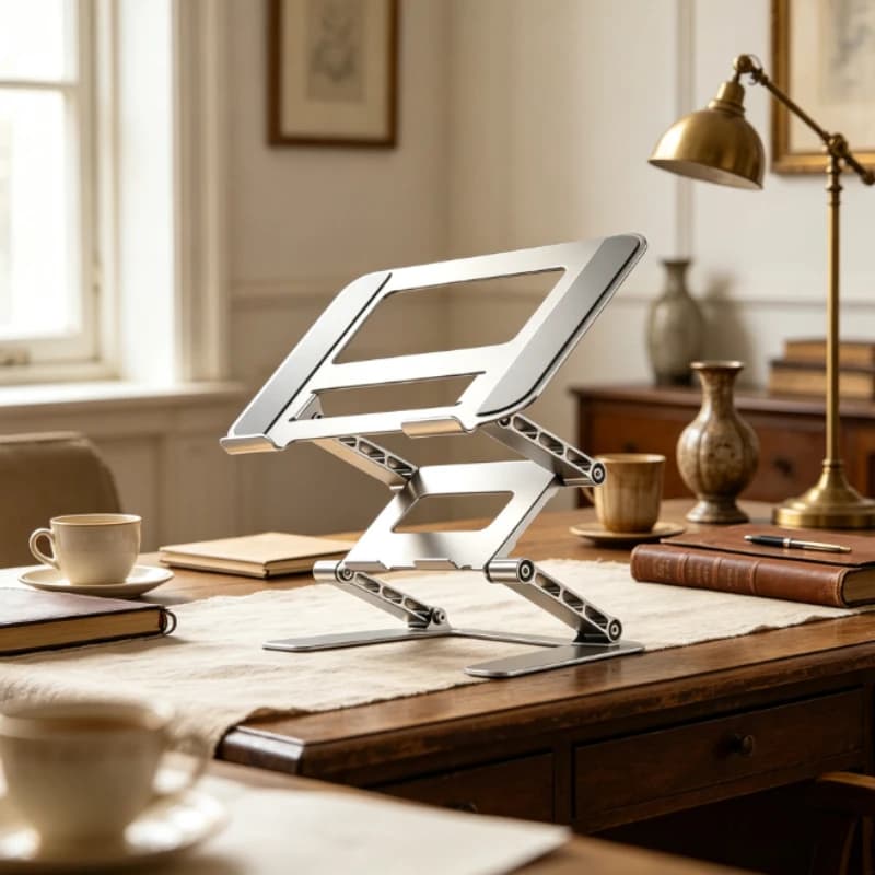 Compact Portable Laptop Stand Cooling Adjustable Height Vertical Riser for Tablet & Notebook, Sturdy Desktop Elevator Base.