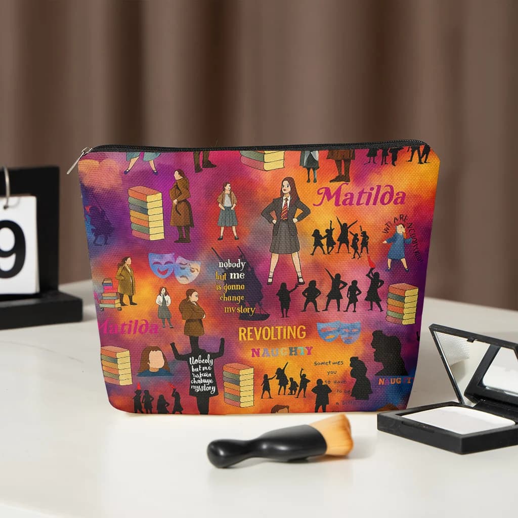 1 pezzo di borsa per il trucco con motivo musicale Mardil - Pochette multifunzionale con cerniera per donna, perfetta borsa da viaggio con cerniera, divertente regalo di compleanno