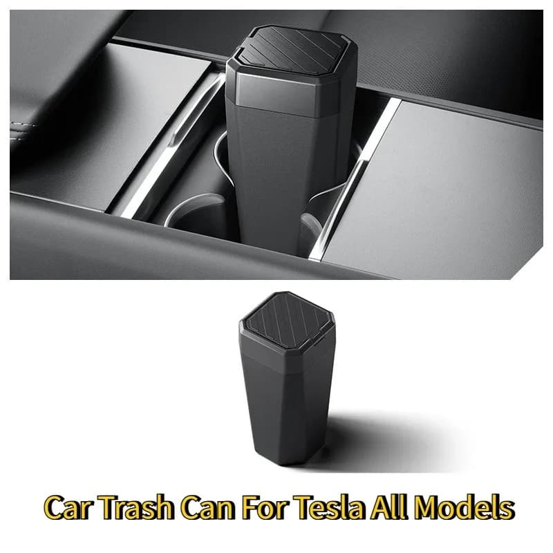 For Tesla Model 3/Y/X/S Juniper 2025: Lateral Recycle Bin with Cover, Organizing Container for Central Storage Room