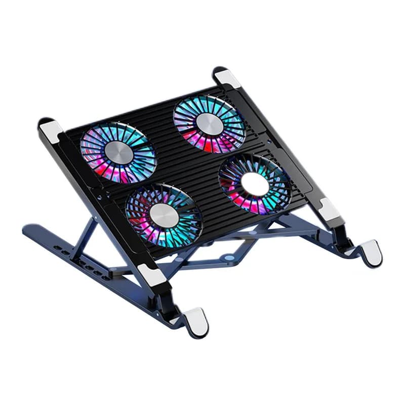 S for Foldable Laptop Stand with 4 Cooling Fan Pad, Quiet Slim Cooler, Anti Slip USB C