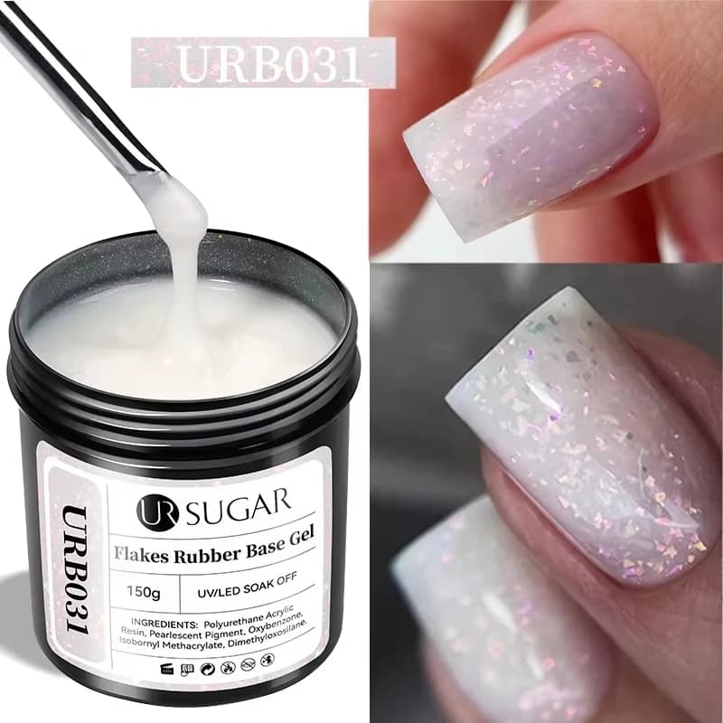 UR SUGAR 150g Base in Gomma Smalto per Unghie in Gel Sparking Aurora Glitter Smalto in Gomma Soak Off Semi permanente UV LED Gel Manicure
