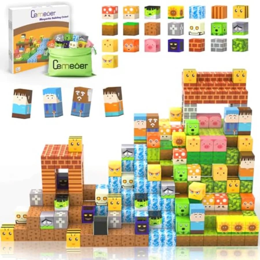 Magnetic Blocks, 100PCS 1in Zombie Magnetic Building Blocks Toy for Build Cubes, Stacking Magnetic Tiles, Sensory Montessori Co