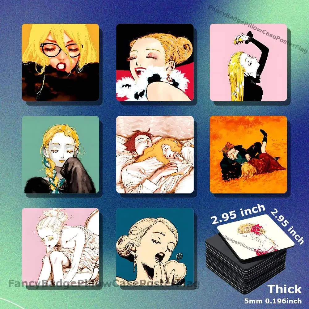 Emma V-Veil Anime Acrylic Refrigerator Magnets Square Tiles with Magnetic Sheets for Home Decoration