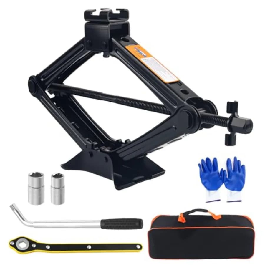 Martinetto a Forbice Rinforzato per Auto - Kit Sollevamento Portatile da 10 a 39 cm, 2 Tonnellate (4409 libbre) - Kit Sollevamento Pneumatici per Auto