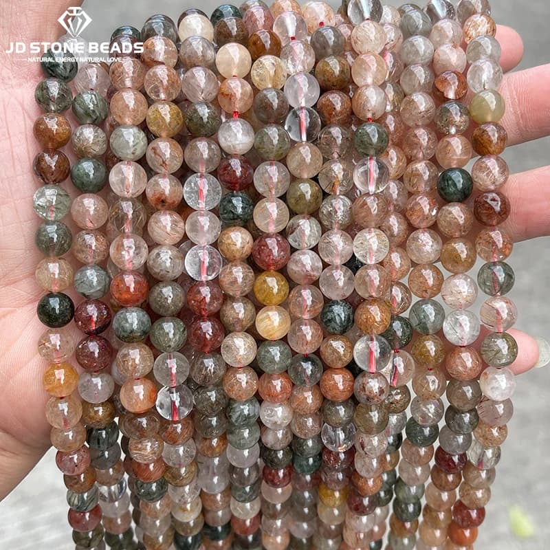 6 8 10 Natural Stone Red Green Quartz Crystal Beads Round Loose Spacer for Jewelry Making DIY Bracelet Necklace Accessory