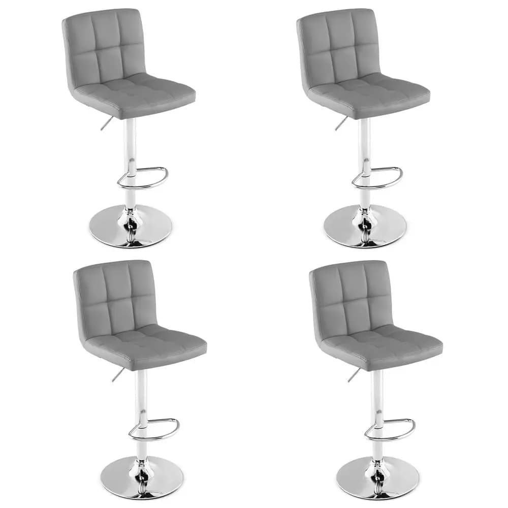 Set di 4 Sgabelli da Bar, Moderni in Pelle PU, Regolabili in Altezza, con Schienale, Poggiapiedi, Base in Metallo, Senza Braccioli, Girevoli
