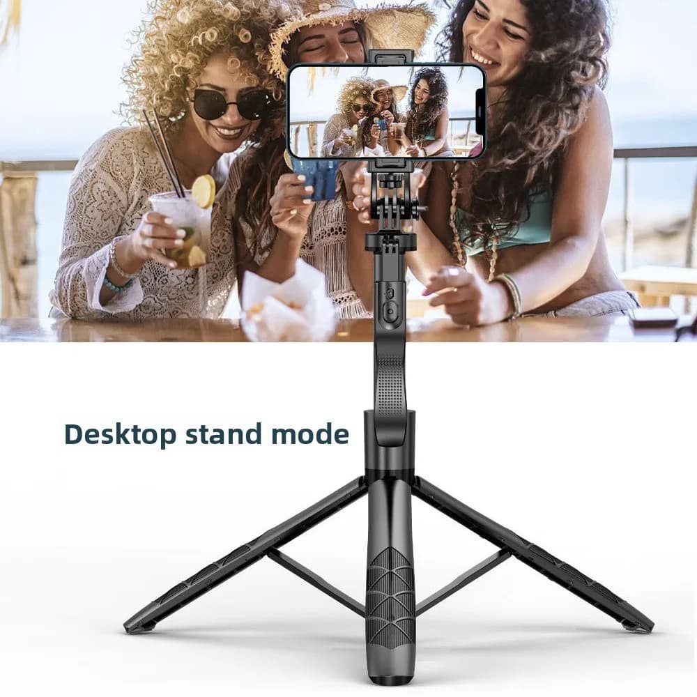 Bastone per selfie telescopico da 1,53 m Palo di prolunga regolabile Bastone per selfie Bluetooth Treppiede per selfie leggero allungabile