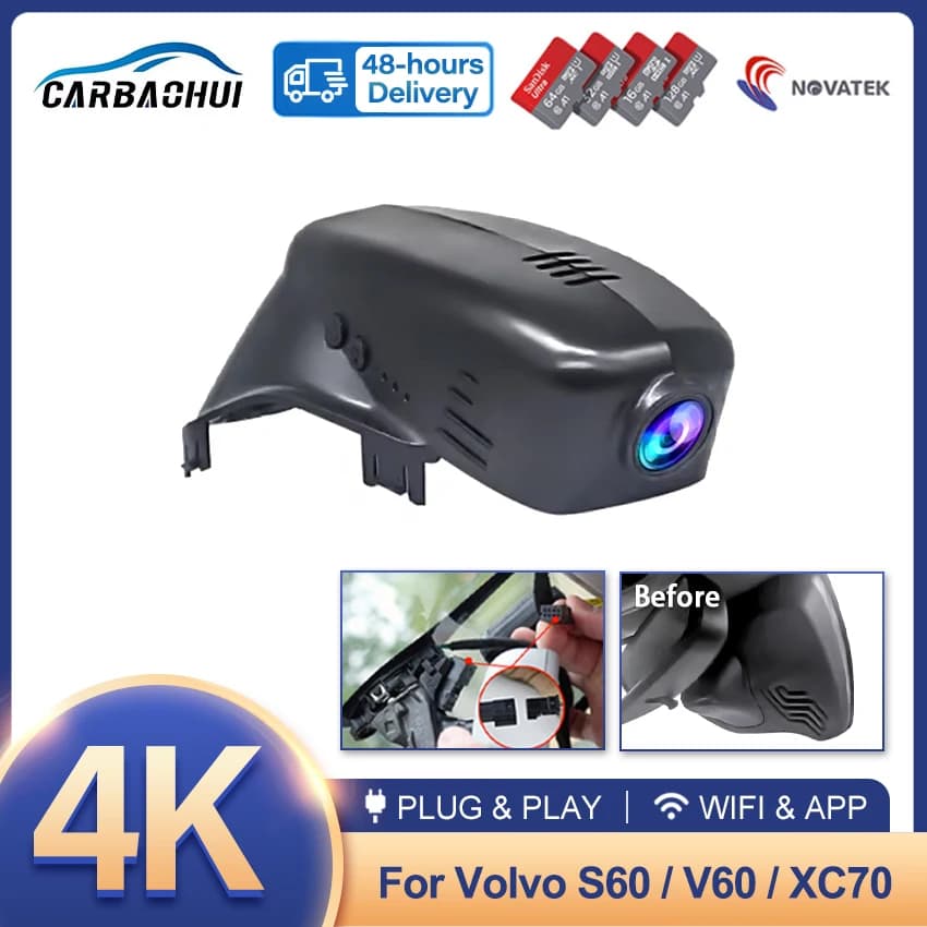 Plug and play Wifi Dash Cam Car DVR Recorder Cameras For Volvo S60 S80 XC70 V60 2012 2013 2014 2015 2016 2017 2018 4K DashCam