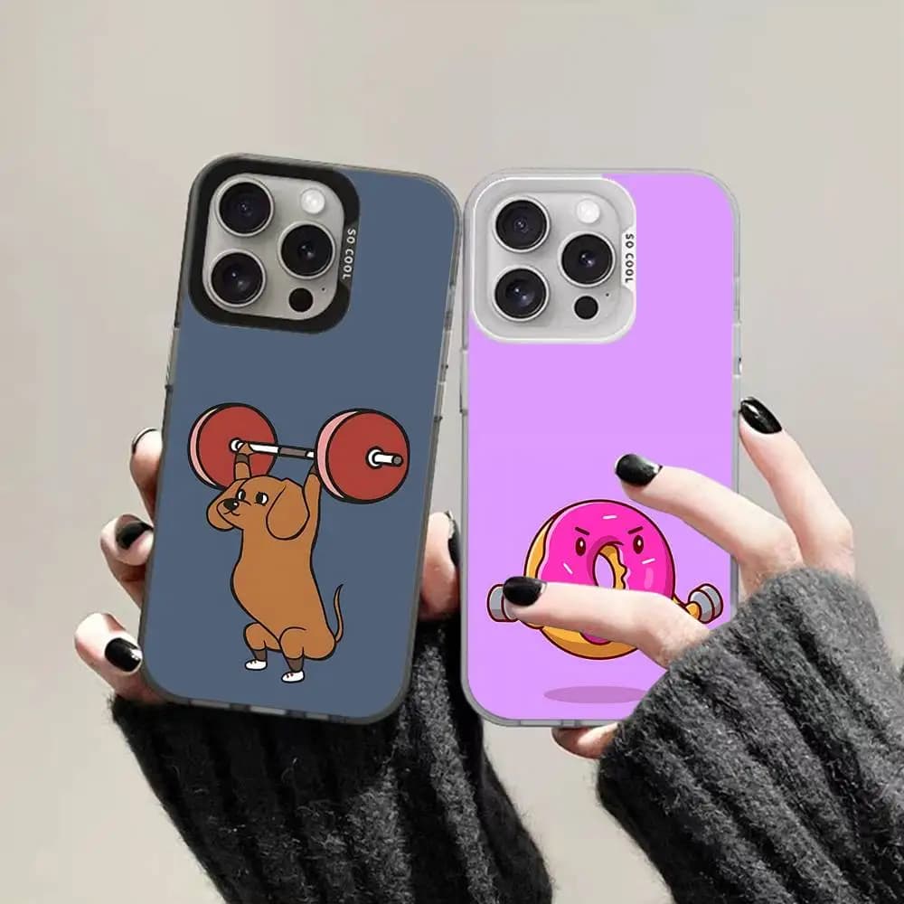 Custodia per telefono bodybuilding fitness palestra per IPhone 16 15 14 13 12 11 Pro Max Plus Cover posteriore antiurto color argento