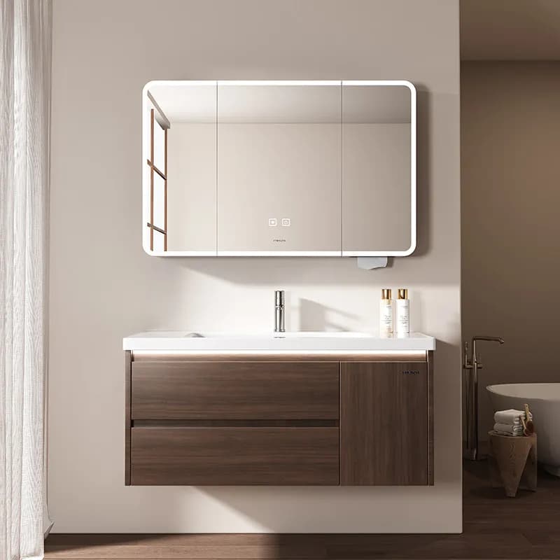 Mobile bagno moderno combinato con lavabo integrato in ceramica, organizer per lavabo, armadietti, mobili per hotel