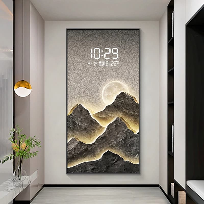 Orologio da Parete Digitale con Luci LED, Decorazione per Casa e Soggiorno, Quadro da Appendere, Orologio Elettronico Digitale