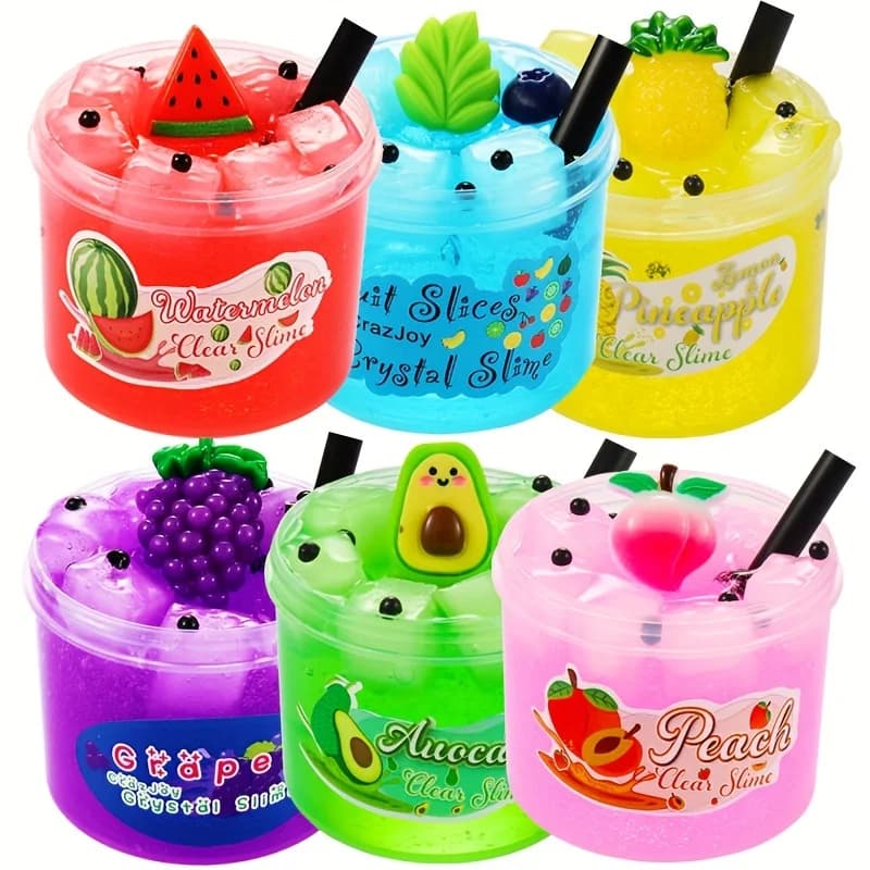 Kit Slime Croccante Trasparente da 2.37oz, Morbido e Elastico al Gusto Anguria, Non Appiccicoso, Fai da Te, con Charms, per Feste e Regali