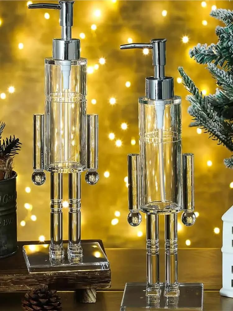 100/200ml Schiaccianoci Dispenser di Sapone Per Le Mani Pompa Toner Riutilizzabile Di Natale Trasparente Bottiglia di Gel Doccia per Bagno Cucina Casa Hotel