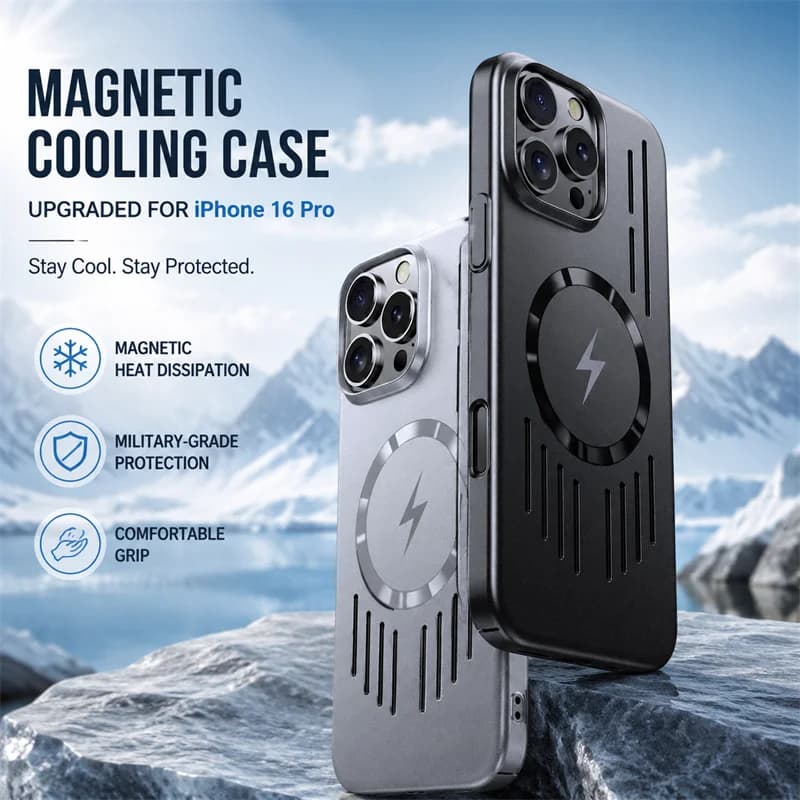 for iPhone 16 Pro Max Plus iPhone16 16E 16Pro 16Plus 16ProMax Magnetic Heat Dissipation Case Shock Proof Bag Matte Hard PC Cover