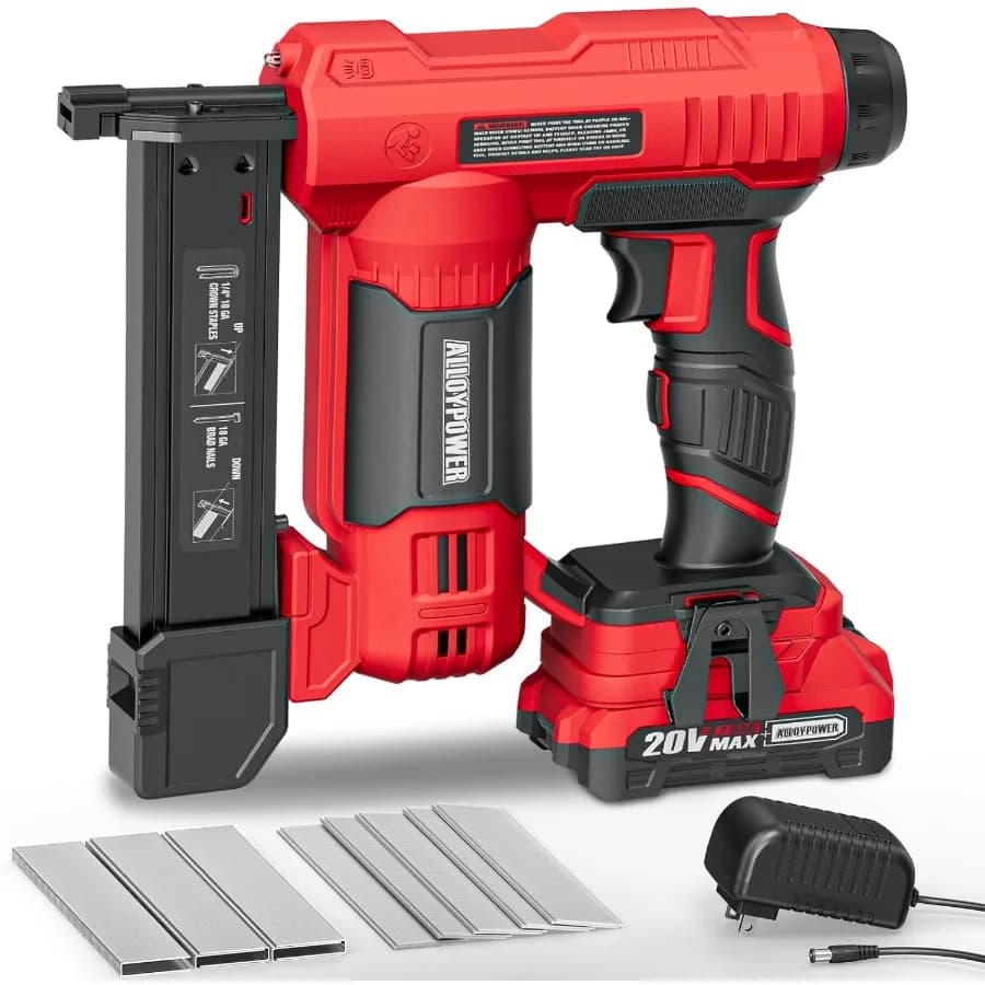 Chiodatrice Brad Cordless 2 in 1 e cucitrice elettrica con batteria da 2,0 Ah e caricabatterie Include 1000 chiodi e 500 pezzi St
