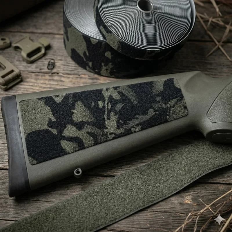 Nastro Adesivo Tattico Mimetico con Gancio e Anello, Nastro Magico in Nylon Resistente per Attrezzatura da Caccia Fai-da-Te, Gilet Tattico, Zaino, Borsa