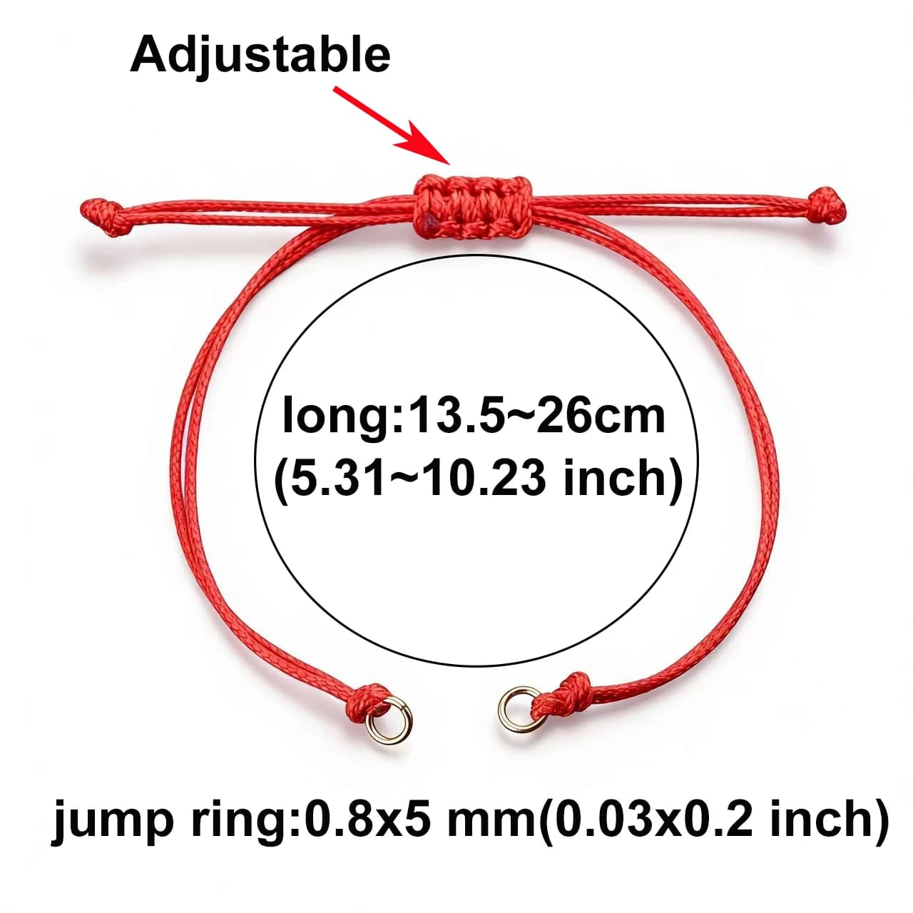 50 pcs/lot Hand woven Bracelet made of waxed wire, adjustable with stainless steel junction rings, for DIY Jewelry
