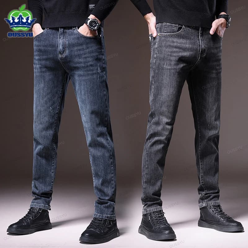 Autumn Winter High Quality Men's Jeans Casual Biker Denim Pants Classic Clothes Overalls Korea Slim Fit Trousers For Men 28-38
