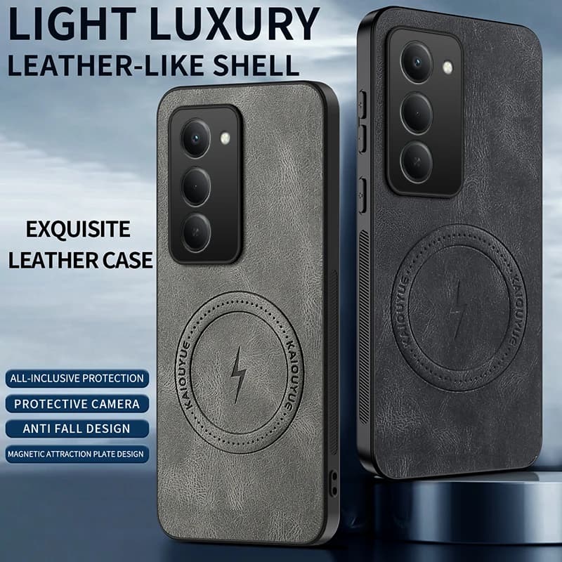 Per Xiaomi Redmi 15 Custodia in pelle PU di lusso Magsafe magnetica Cover posteriore protettiva per Xiaomi Redmi 15 5G Custodia per telefono