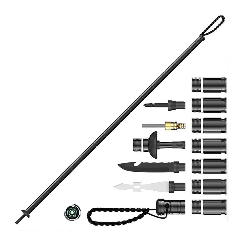EGRANDE VENDITAE Foldable hiking stick, adjustable length aluminum walking stick, trekking staff with locking mechanism