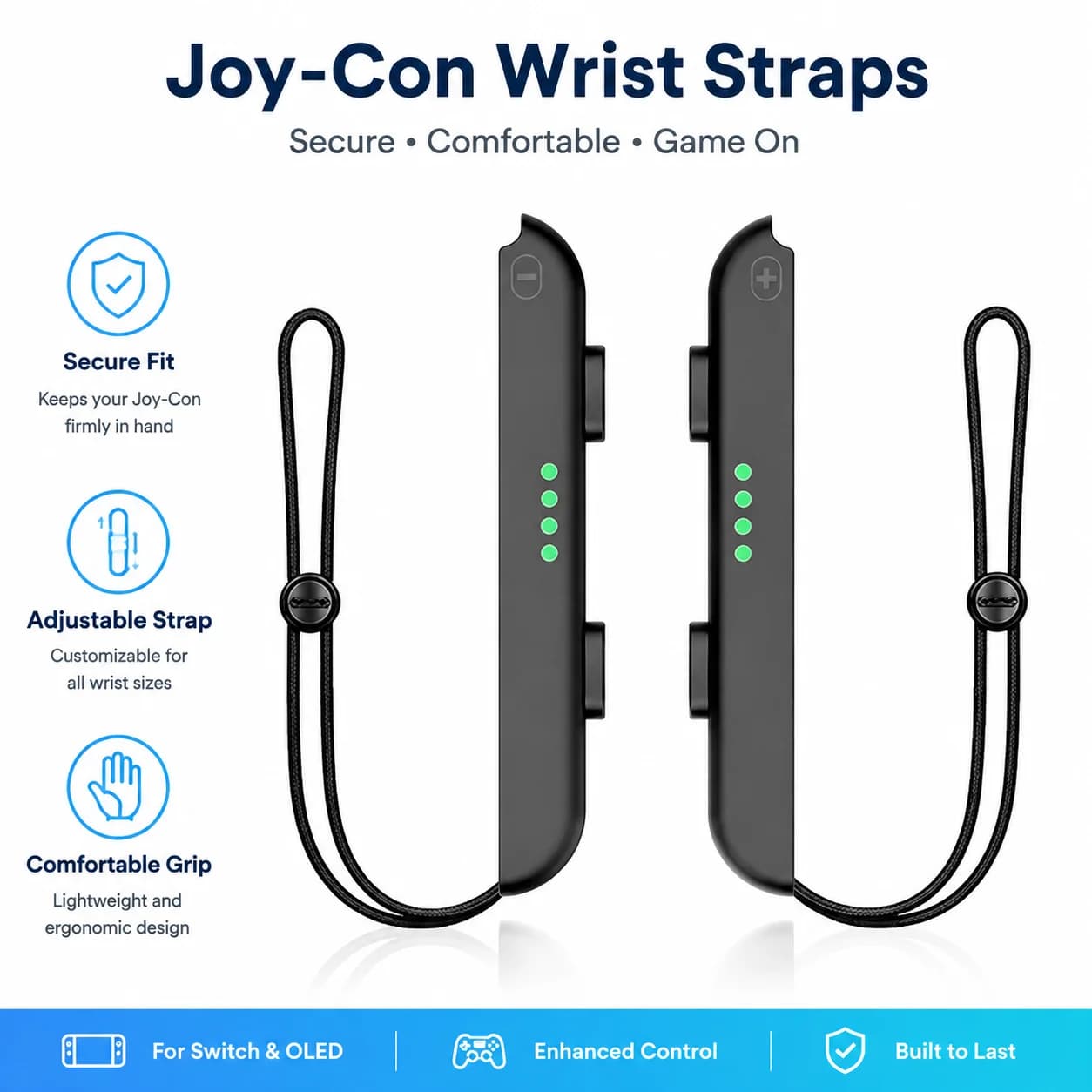 Wrist Strap for Switch OLED Joy-Con Controller Gamepad, Hand Lanyard Video Game Accessories for Console（Metal casing）