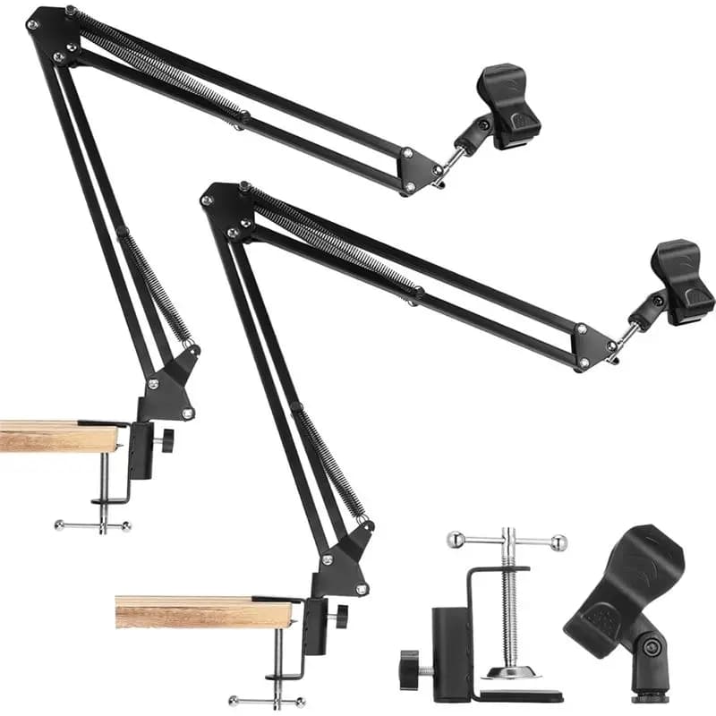【A44M】Supporto da scrivania per microfono Boom Mic con morsetto di fissaggio con vite da 3/8 pollici riponibile per microfoni leggeri, podcast, registrazione di giochi