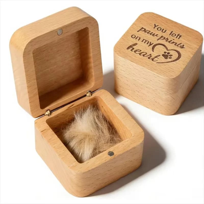 Modern Eco‑Friendly Wooden Pet Memorial Keepsake Box Storage Container for Dog Cat Fur Remembrance Commemorative Gift Use