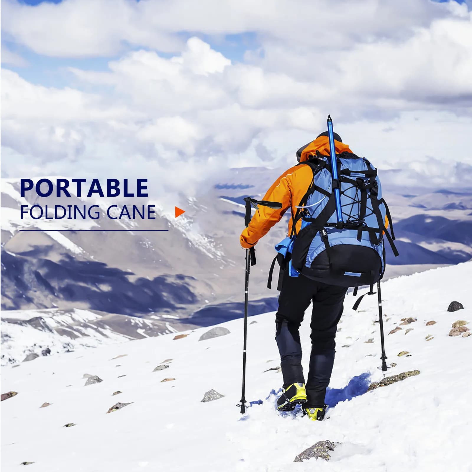 1Pcs 5-Section Adjustable Trekking Pole Aluminium Alloy Ergonomic Design for Outdoor Activities Climbing Hiking