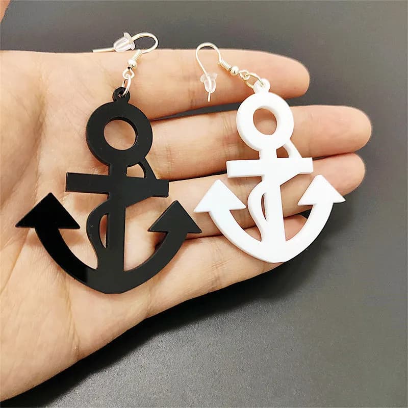 Orecchini pendenti con ancoraggio a barca bianco nero per donne Accessori per gioielli in acrilico carini per ragazze alla moda