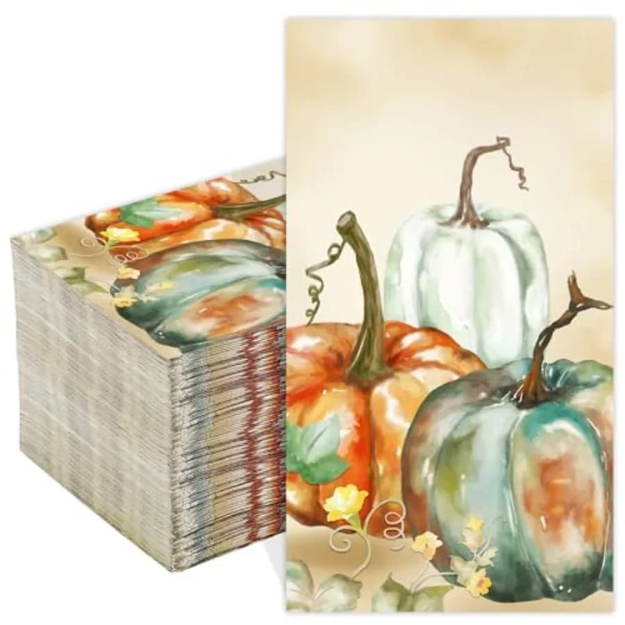 Confezione da 100 zucche per ospiti autunnali Zucca per acquerello Asciugamani in carta autunnale Forniture per feste di ringraziamento Ciotole da bar usa e getta per il rispetto