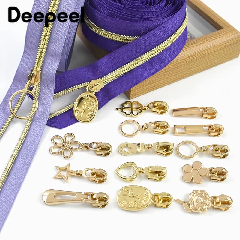 10/20/30Pezzi 5 # Cerniere in Nylon LightGold con Cursori per Borse, Tirazip per Abbigliamento, Kit di Riparazione Cerniere, Accessori Hardware
