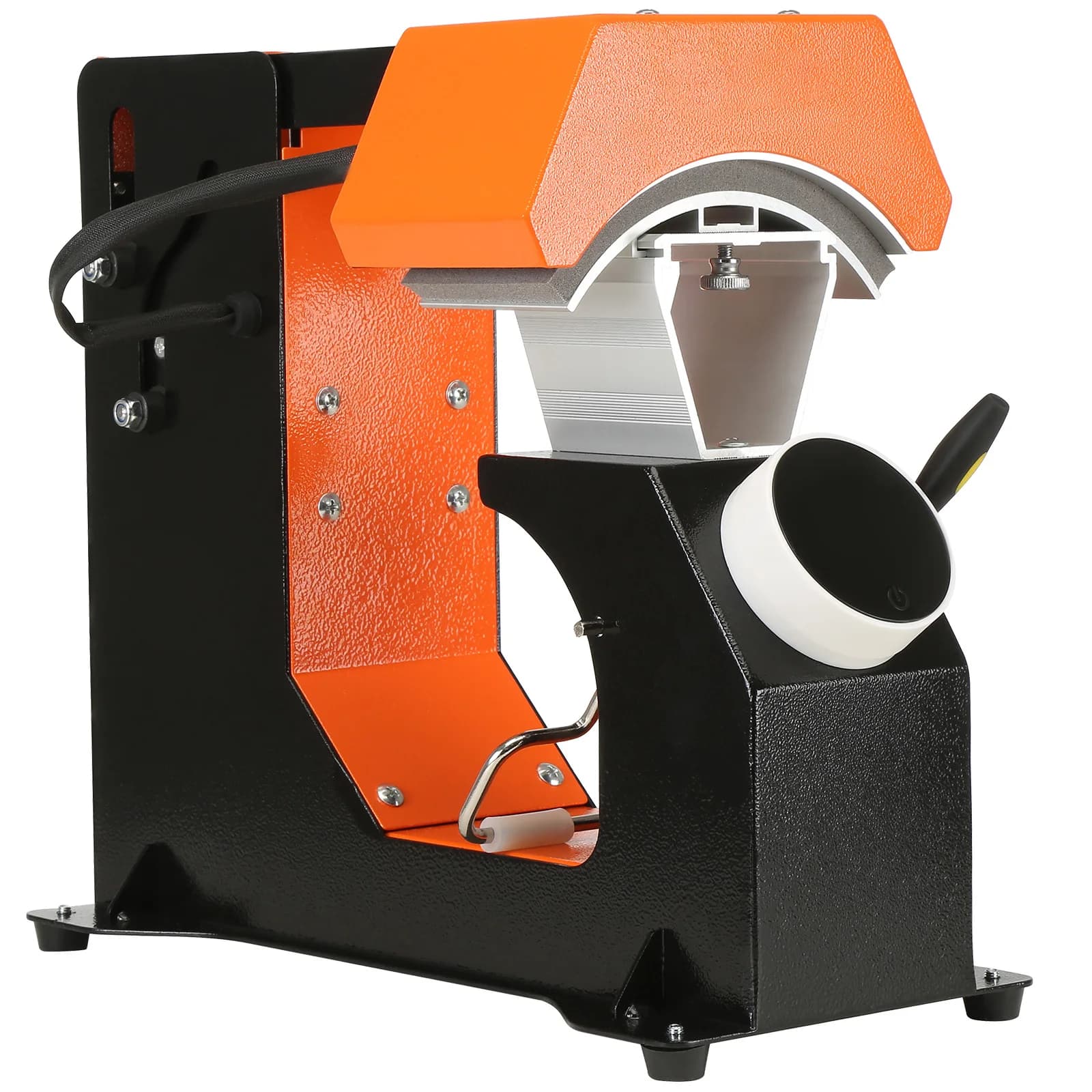 SucceBuy 3-in-1 Auto Hat Cap Heat Press Machine 6.4x3.5in Press Knob Clamshell Sublimation Transfer 3pcs Replaceable Heating Pad