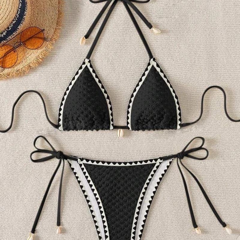 Sexy swimsuit with American neckline and wrinkled fabric, swimsuit signed shell, micro bikini push up woman, summer swimsuit, beach bathing suit