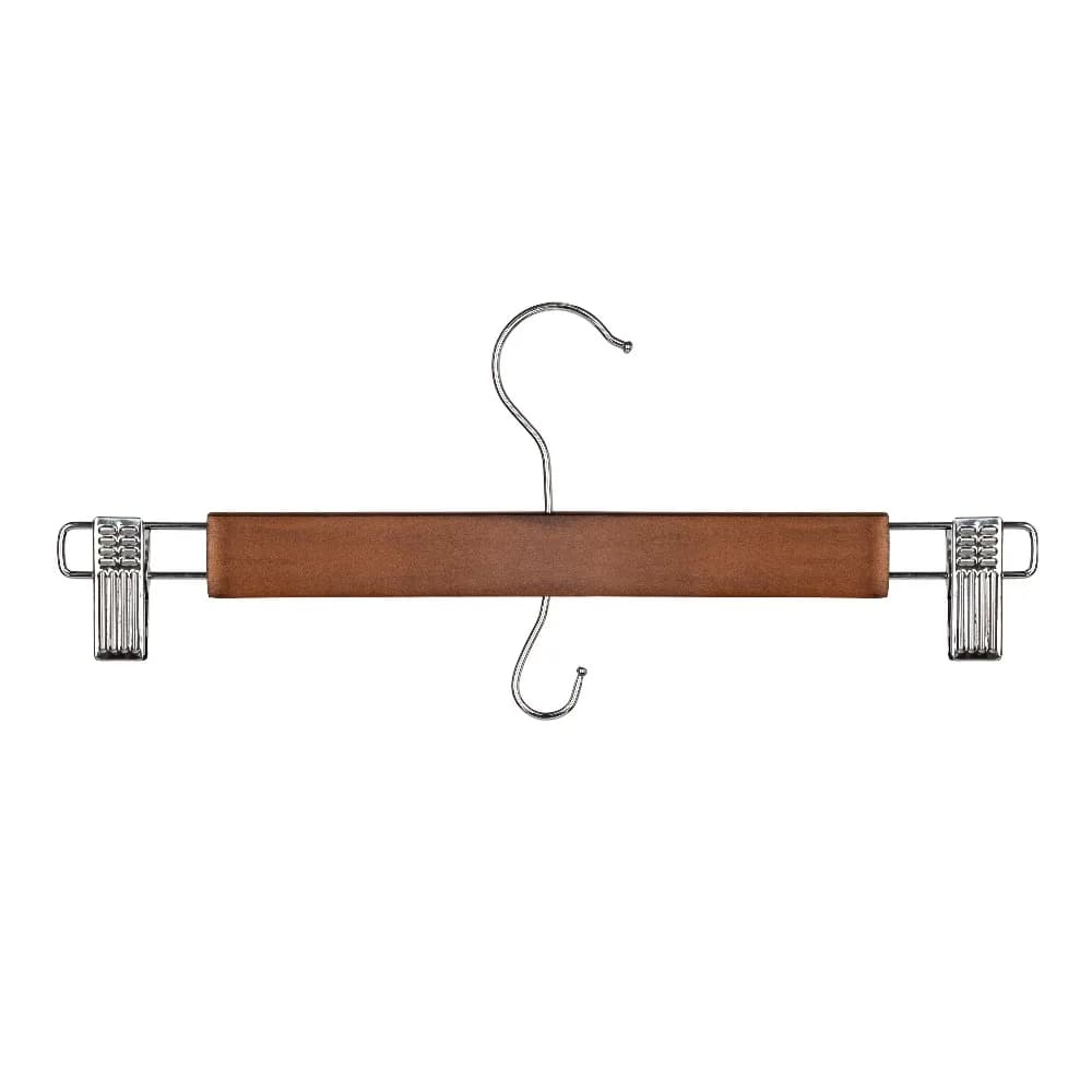 Walnut Finish Wooden Pants Hangers and Skirt Hangers for Adults Set of 3 Clothes Hangers Wardrobe Organizers