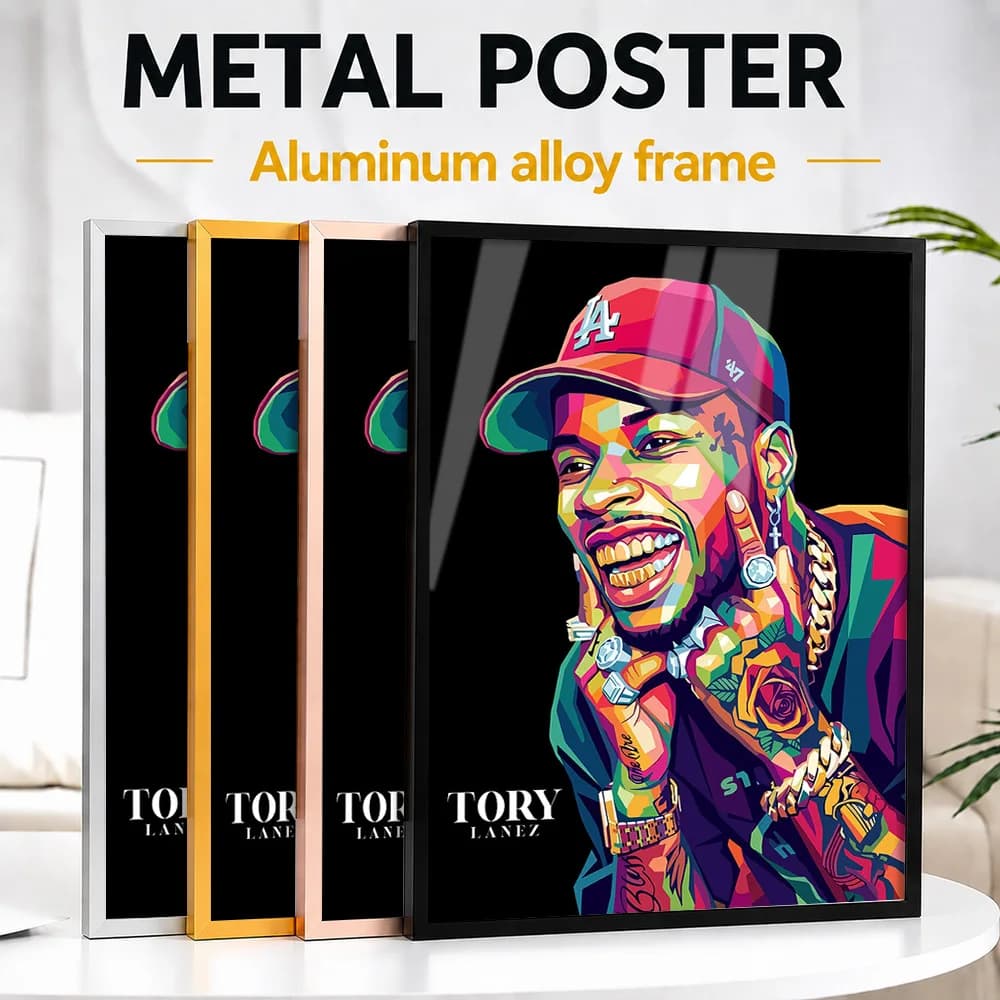 Tory Lanez Pop Color Framed Aluminum Metal Poster Customized Photo Retro Culture Style Wall Art For Studio Ideal Birthday Gift