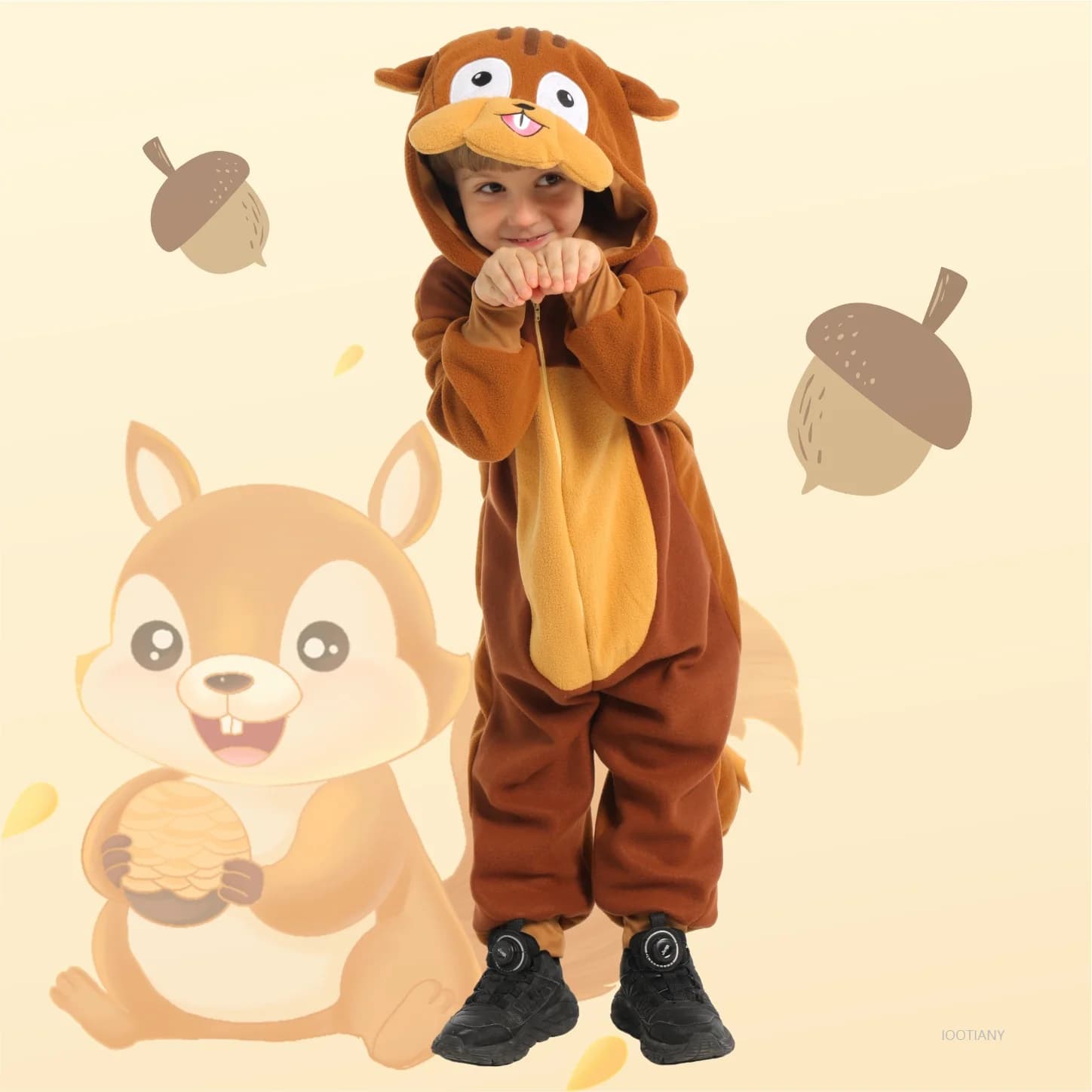 Pigiama tutina scoiattolo cartone animato per bambini Tutina animale per ragazzi e ragazze Abbigliamento per la casa Simpatico costume da gioco di ruolo per feste anime