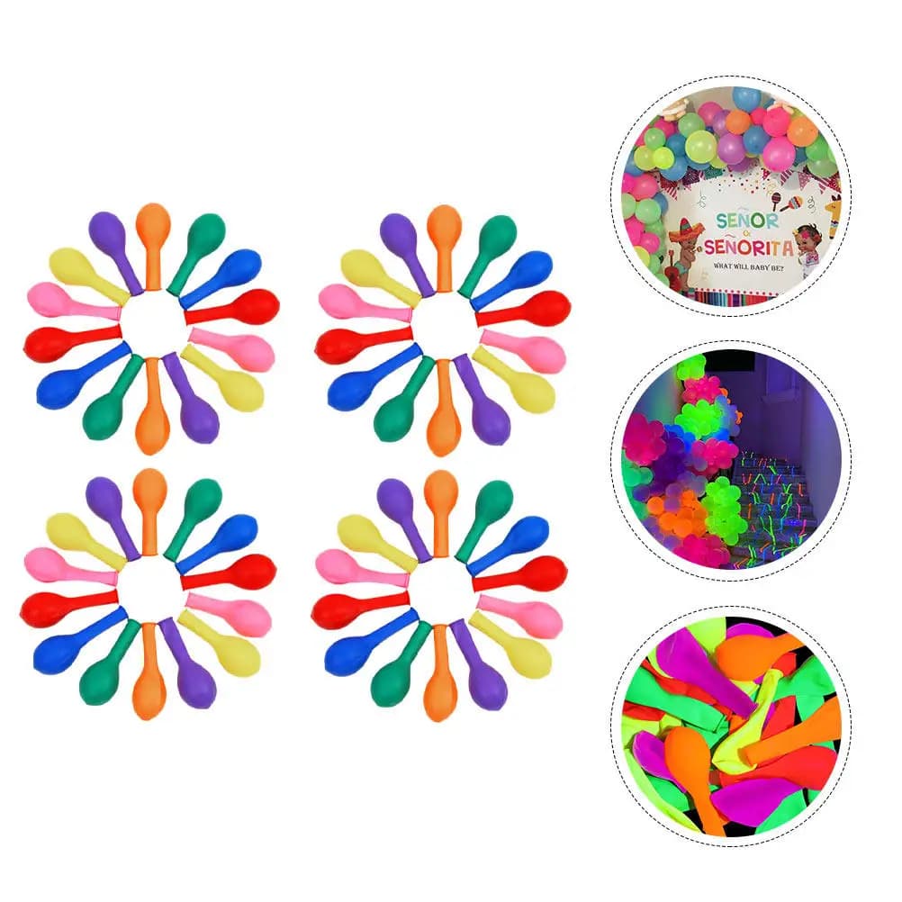 100 Palloncini Fluorescenti da 12 Pollici in Lattice per Decorazioni Festa, Luce Notturna, Forniture per Festival, Oggetti di Scena