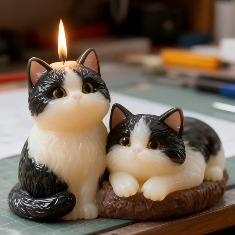 Stampo in Silicone per Candele a Forma di Gatti Mucca Bianchi e Neri, Fai da Te, per Aromaterapia, Stile Animale Carino, Strumento Decorativo Artistico