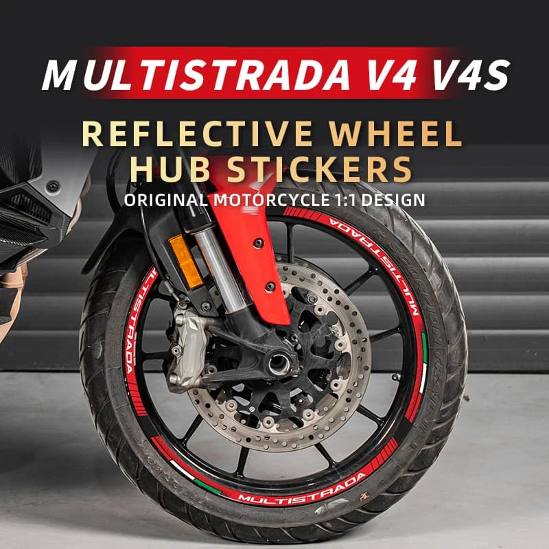 Adesivi per cerchioni moto per DUCATI MULTISTRADA V4 V4S Mozzo ruota Decalcomanie riflettenti di sicurezza di accessori bici Adesivi decorativi