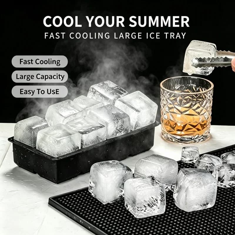 6 Cavity Ice Ball Mold Food Grade Silicone BPA Free Leakproof Easy Release Large Sphere Ice Tray with Lid for Whiskey Cocktails