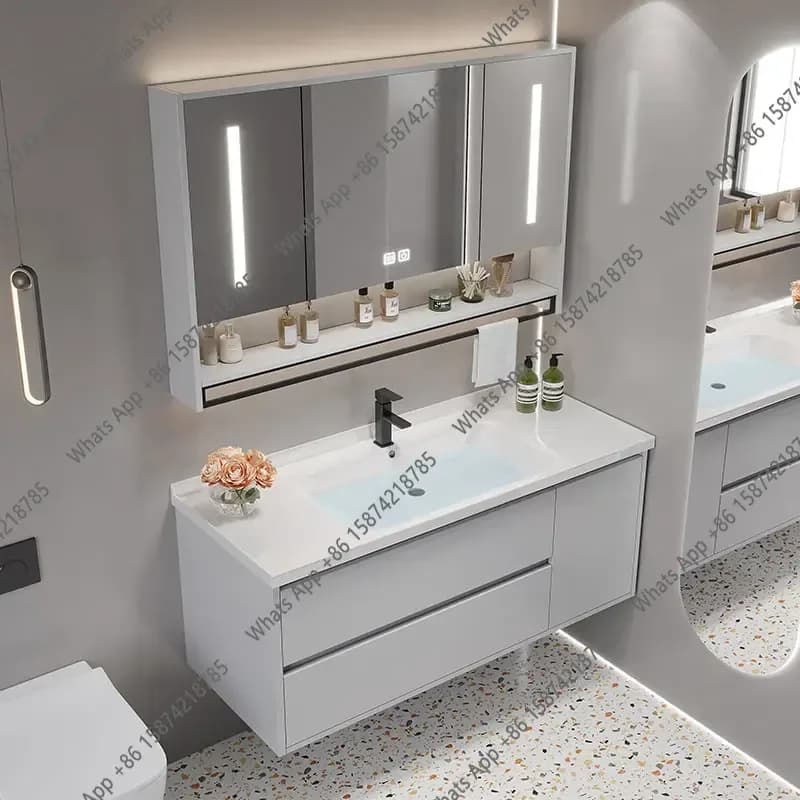 J Vintage Partition Bathroom Vanities Toilet Vanity White Light Bathroom Vanities Mirrors Storage Mobiletto Bagno Home Furniture