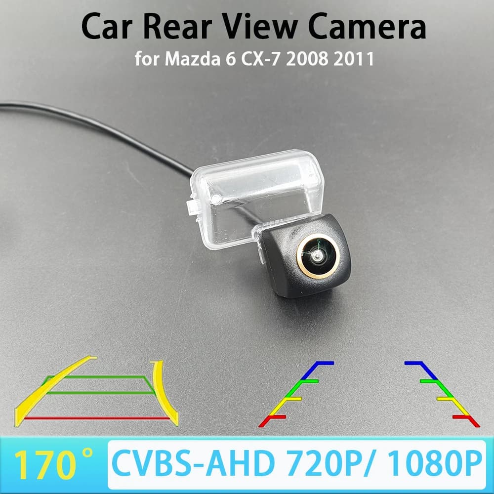 Telecamera Posteriore per Auto AHD 1080P 170 Gradi per Mazda CX-7 Mazda 6 2008-2011, con Traiettoria/Righello e Visione Notturna