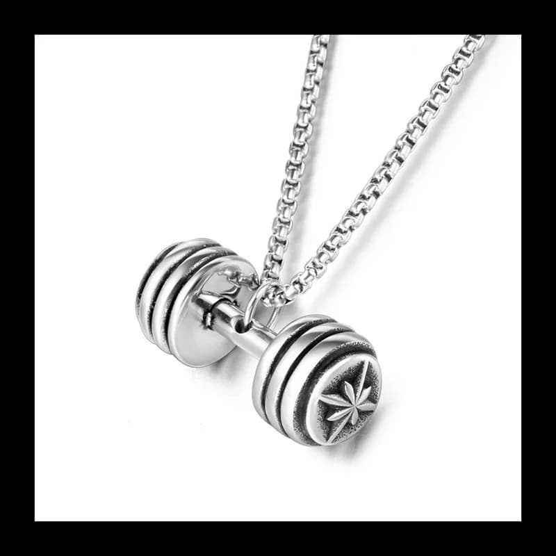 Fashion titanium steel jewelry fitness handlebars rice flower pair accessories for necklace with titanium steel pendant SP657