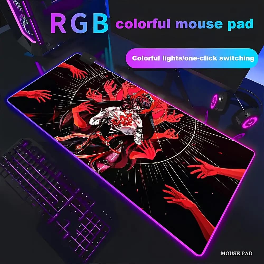 HYBXAXC Large Mouse Pad Gaming Desk Thick Locking Edge Dark Nun Mysterious Style for Office & Gaming RGB Gamer Large LED Light